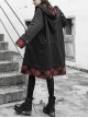 Sharp Angle Hat Waist Drawing Rope Hasp Cuff Splice Lattice Hem Black Punk Long Jacket