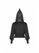 Black Splice Mesh V-Neck Sharp Angle Hat Skeleton Button Gothic Short Cardigan