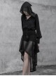 Black Splice Mesh V-Neck Sharp Angle Hat Skeleton Button Gothic Short Cardigan