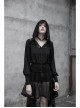 Black Splice Mesh V-Neck Sharp Angle Hat Skeleton Button Gothic Short Cardigan