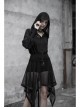 Black Splice Mesh V-Neck Sharp Angle Hat Skeleton Button Gothic Short Cardigan
