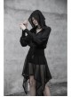 Black Splice Mesh V-Neck Sharp Angle Hat Skeleton Button Gothic Short Cardigan