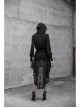 Black Splice Mesh V-Neck Sharp Angle Hat Skeleton Button Gothic Short Cardigan