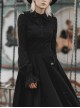 Wave Lotus Collar Skull Ghost Button Lantern Sleeves Frill Cuff Black Gothic Blouse