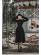 Wave Lotus Collar Skull Ghost Button Lantern Sleeves Frill Cuff Black Gothic Blouse