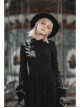 Wave Lotus Collar Skull Ghost Button Lantern Sleeves Frill Cuff Black Gothic Blouse