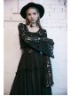 Pattern Lace Lace-Up Metal Pendant Long Horn Sleeve Black Gothic Short Cardigan