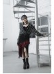 Suit Collar Long Sleeve Lace-Up Hem Black Lattice Punk Short Shirt