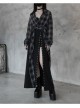 Suit Collar Long Sleeve Lace-Up Hem Black Lattice Punk Short Shirt