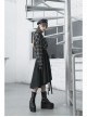 Suit Collar Long Sleeve Lace-Up Hem Black Lattice Punk Short Shirt
