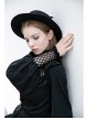 Black High Collar Chiffon Splice V-Shaped Mesh Chest Frill Mesh Cuff Gothic Blouse