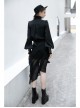 Black High Collar Chiffon Splice V-Shaped Mesh Chest Frill Mesh Cuff Gothic Blouse