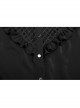 Black High Collar Chiffon Splice V-Shaped Mesh Chest Frill Mesh Cuff Gothic Blouse
