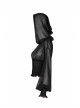 Large Hood Collect Waist Lantern Sleeve Lace Cuff Frill Hem Black Gothic Short Sunscreen Chiffon Jacket