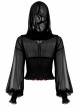 Large Hood Collect Waist Lantern Sleeve Lace Cuff Frill Hem Black Gothic Short Sunscreen Chiffon Jacket