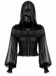 Large Hood Collect Waist Lantern Sleeve Lace Cuff Frill Hem Black Gothic Short Sunscreen Chiffon Jacket