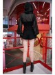 Large Hood Collect Waist Lantern Sleeve Lace Cuff Frill Hem Black Gothic Short Sunscreen Chiffon Jacket