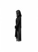 Large Hood Metal Moon Ornaments Big Lantern Sleeve Frill Hem Black Gothic Long Chiffon Coat