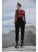 Red And Black Plaid Horizontal Wide Neckline Short Punk Knitted Coat