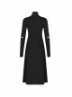 High Collar Cross Zipper Embroidery Logo Hollow-Out Elbow Black Long Gothic Knitted Coat
