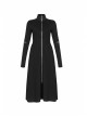 High Collar Cross Zipper Embroidery Logo Hollow-Out Elbow Black Long Gothic Knitted Coat