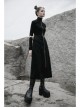 High Collar Cross Zipper Embroidery Logo Hollow-Out Elbow Black Long Gothic Knitted Coat