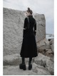 High Collar Cross Zipper Embroidery Logo Hollow-Out Elbow Black Long Gothic Knitted Coat