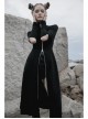 High Collar Cross Zipper Embroidery Logo Hollow-Out Elbow Black Long Gothic Knitted Coat