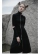 High Collar Cross Zipper Embroidery Logo Hollow-Out Elbow Black Long Gothic Knitted Coat