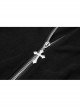 High Collar Cross Zipper Embroidery Logo Hollow-Out Elbow Black Long Gothic Knitted Coat