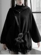 Clown Hat Rabbit Backpack Elastic Rope Black Punk Velvet Coat
