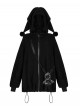 Clown Hat Rabbit Backpack Elastic Rope Black Punk Velvet Coat