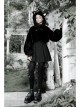 Stereo Ear Fluffy Ball Tail Plush Ball Button Drawstring Hem Elastic Strap Cuff Black Punk Short Coat