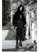 Stereo Ear Fluffy Ball Tail Plush Ball Button Drawstring Hem Elastic Strap Cuff Black Punk Short Coat