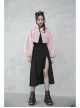 Stereo Ear Fluffy Ball Tail Plush Ball Button Drawstring Hem Elastic Strap Cuff Pink Punk Short Coat