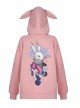 Rabbit Ear Hat Rabbit Pattern Printing Pendant Pink Punk Coat