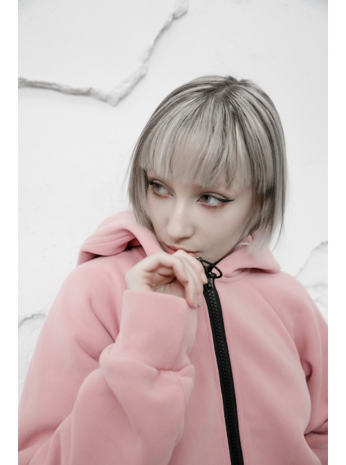 Rabbit Ear Hat Rabbit Pattern Printing Pendant Pink Punk Coat