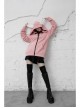 Rabbit Ear Hat Rabbit Pattern Printing Pendant Pink Punk Coat