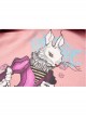 Rabbit Ear Hat Rabbit Pattern Printing Pendant Pink Punk Coat
