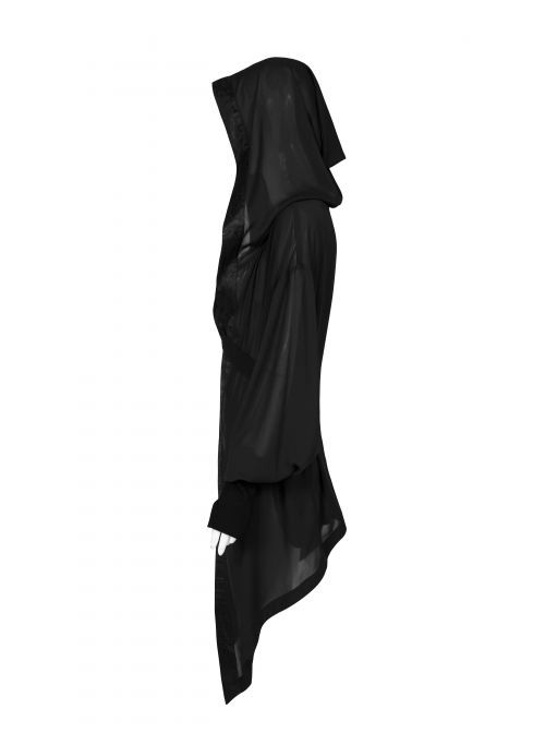 Sharp Wizard'S Hat National Embroidered Cross Belt Large Lantern Sleeve Black Gothic Chiffon Sunscreen Jacket