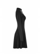 Black Small High Collar Chest Splice Mesh Rivet Back Zipper A Type Hem Punk Knit Dress