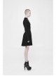 Black Small High Collar Chest Splice Mesh Rivet Back Zipper A Type Hem Punk Knit Dress