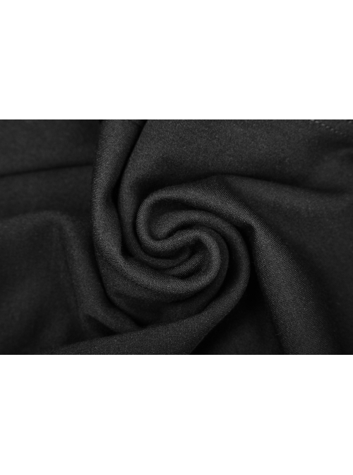 Black Small High Collar Chest Splice Mesh Rivet Back Zipper A Type Hem Punk Knit Dress