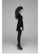 Chest Bandage Small Horn Sleeve Back Lace-Up Pleat Hem Black Gothic Velvet Dress