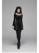 Chest Bandage Small Horn Sleeve Back Lace-Up Pleat Hem Black Gothic Velvet Dress