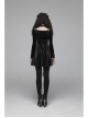 Chest Bandage Small Horn Sleeve Back Lace-Up Pleat Hem Black Gothic Velvet Dress