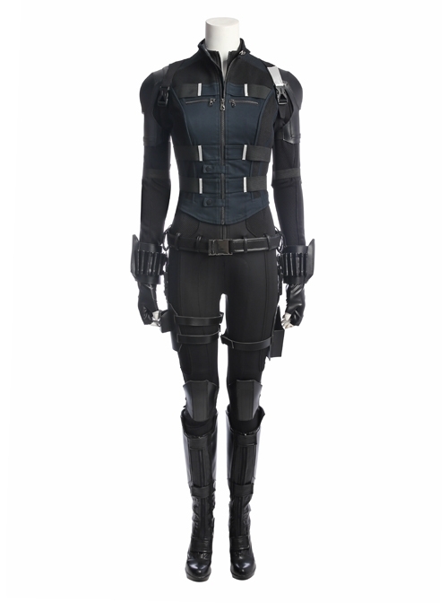 Avengers Infinity War Black Widow Same Black Bodysuit Halloween Cosplay Costume Full Set