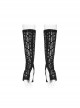 Black Drawnwork Mesh Broken Holes Thumb Opening Gothic Gloves