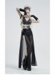 Black Drawnwork Mesh Broken Holes Thumb Opening Gothic Gloves