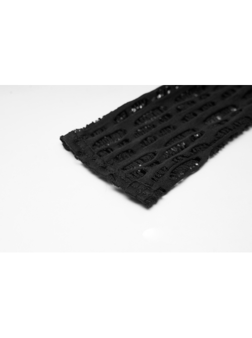 Black Drawnwork Mesh Broken Holes Thumb Opening Gothic Gloves